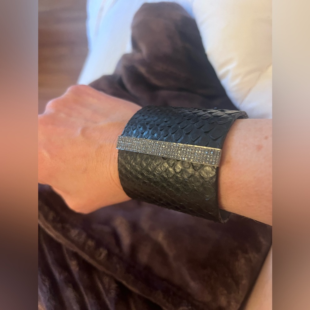 Elegant Black Textured Cuff Bracelet